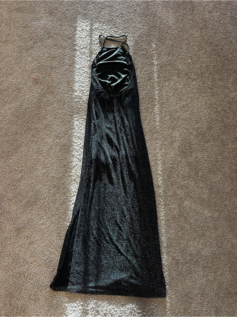 Snap Black Sparkle Backless Halter Gown
